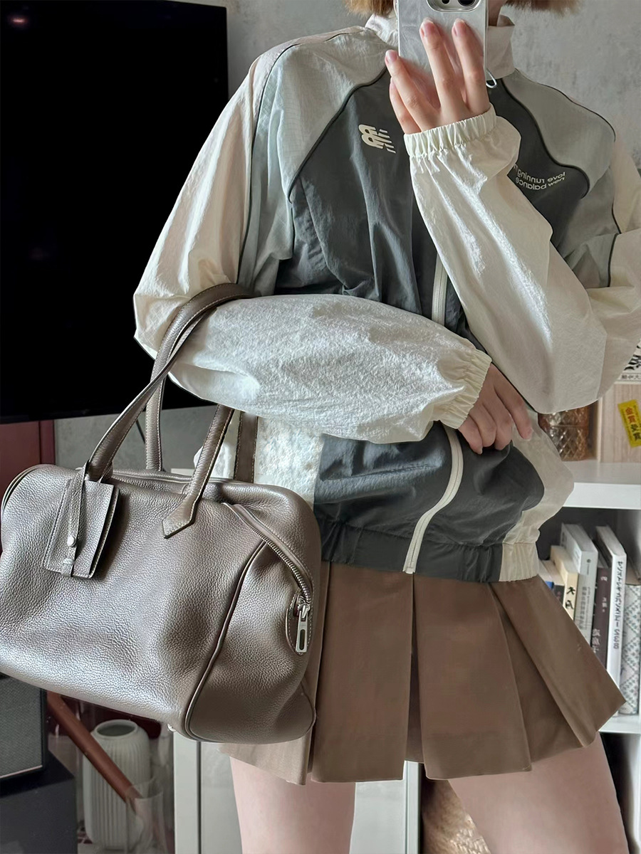 2024新品ハイエンドTCレザー牛革ビクトリア大容量ボストン通勤手提げショルダーバッグ脇下バッグ