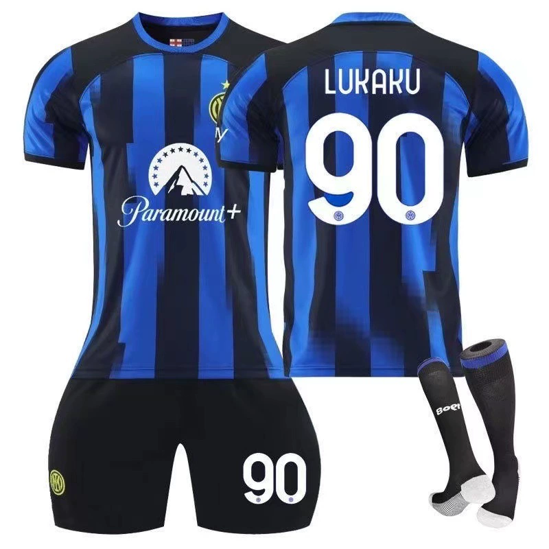 2324 season jersey Inter Milan home court No. 90 Lukaku 10 Lautaro No. 14 Pulisic football uniform set
