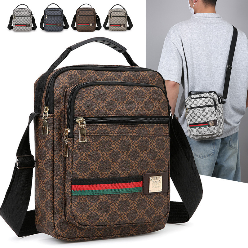 Trendy Fashion Men's Crossbody Bag Pu Vertical Casual Simple Commuter Handbag Multi-Layer Business Versatile Shoulder Bag Trendy Fashion Men's Crossbody Bag Pu Vertical Casual Simple Commuter Handbag Multi-Layer Business Versatile Shoulder Bag