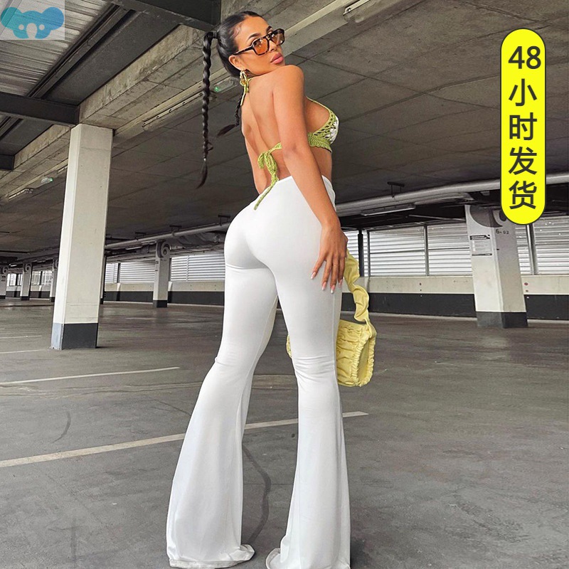 Low-WAIST CASUAL Long PANTSINS bag hips wide-leg pants