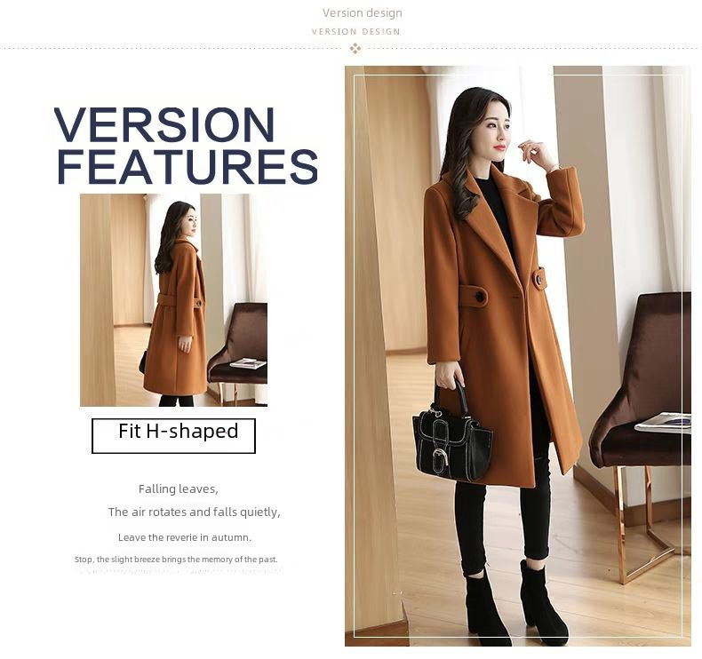 Giacca da abito in lana in stile coreano da donna di media lunghezza 2023 Nuovo cappotto di lana snellente aderente da donna autunno e inverno_voghion.com