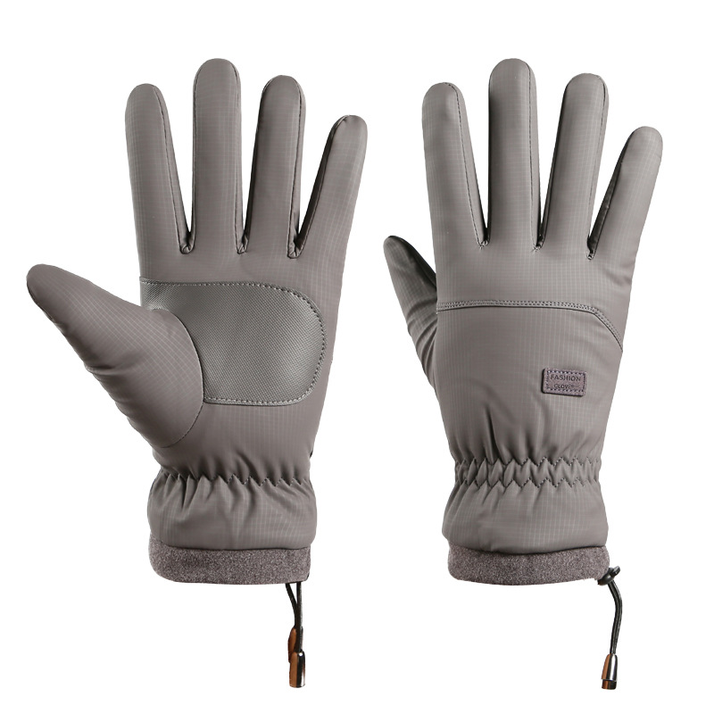 Guantes de pantalla táctil caliente antideslizante de invierno para motociclistas masculinos con vello grueso impermeable a prueba de viento y frío para automóviles eléctricos al aire libre