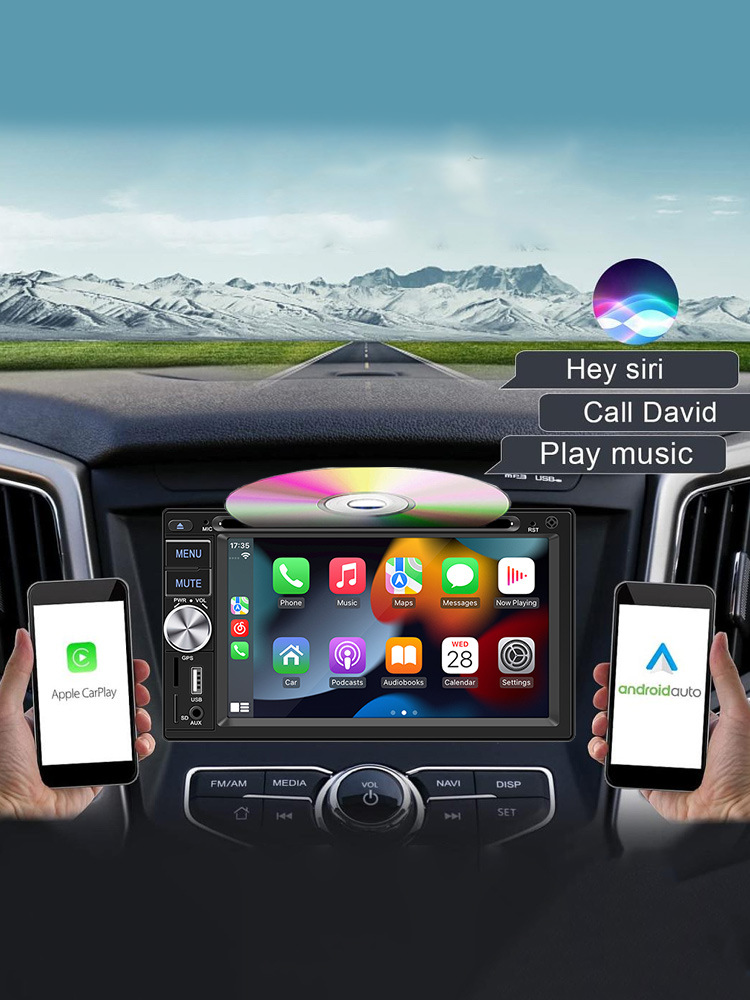 Wired Carplay 6.2inch Dual-Station Car Dvd Cd Bluetooth Mp5 Player Hd Reversing Image 12V