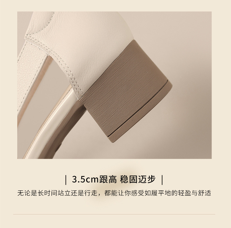 Sandal hở mũi nữ da thật cao gót đế dày thiết kế khoét lỗ — KM53 màu đen chi tiết 10