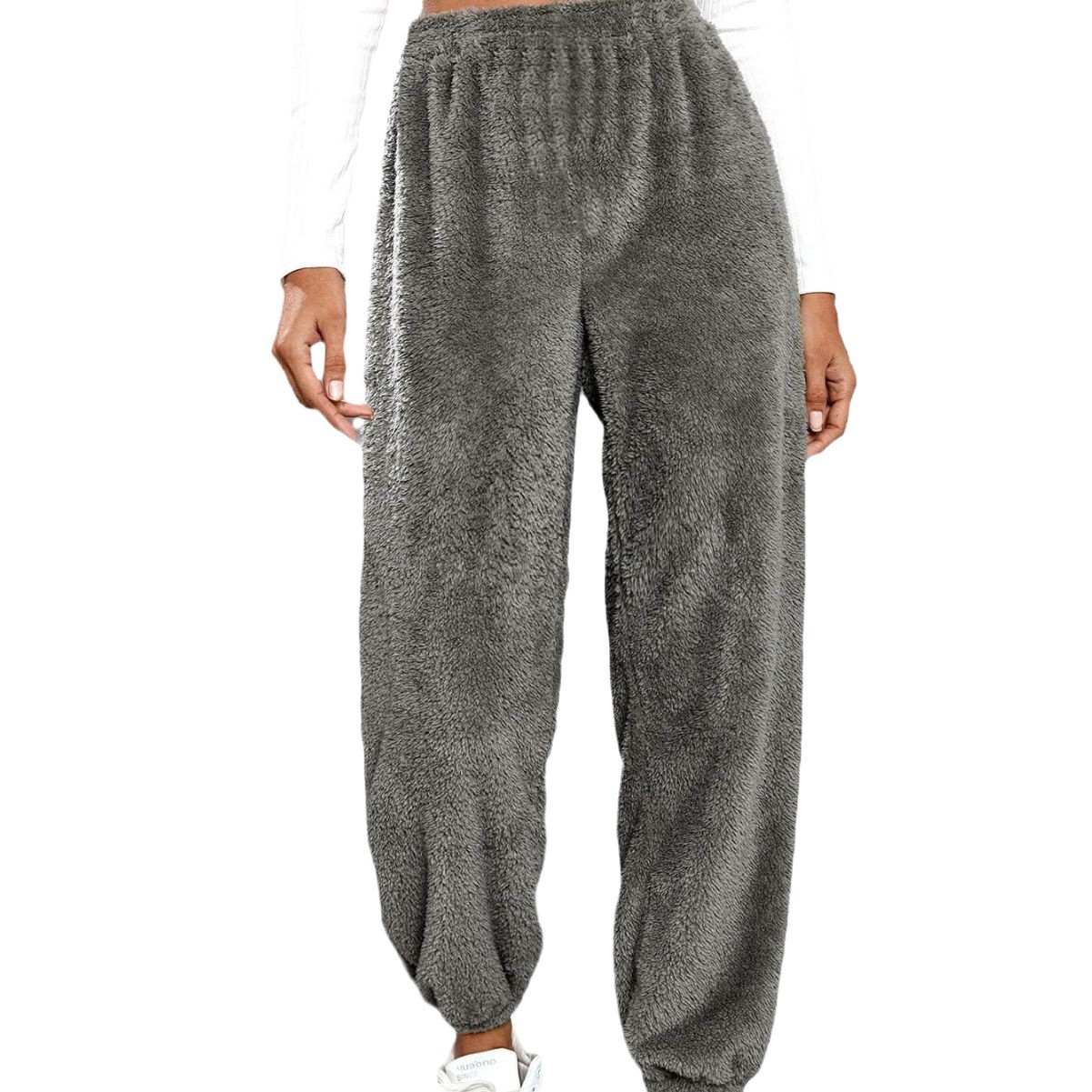 2023 Ropa de mujer transfronteriza europea y americana Amazon AliExpress casual versátil color sólido pantalones largos de mujer pantalones deportivos de lana temperamento