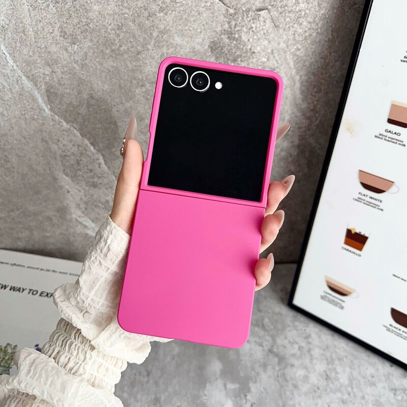 ins ソリッドカラーの肌の感触の大きなウィンドウ Samsung Galaxy ZFlip 30% off スタックスクリーンビジネス落下防止携帯電話ケースシンプル|undefined