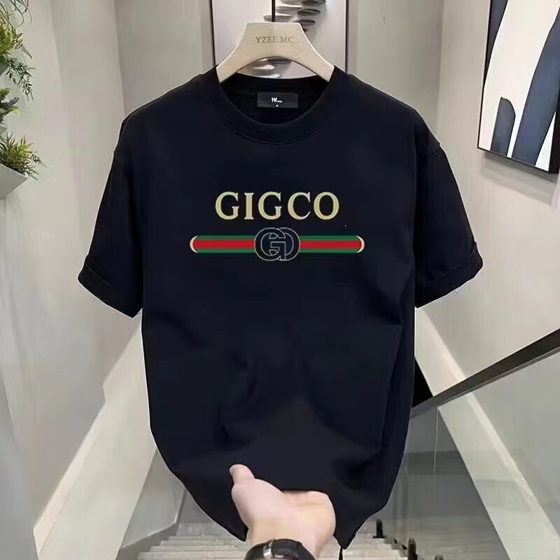 European and American cross-border trendy brand heavyweight T-shirt for men, loose fit, stylish and versatile, round neck top European and American cross-border trendy brand heavyweight T-shirt for men, loose fit, stylish and versatile, round neck top