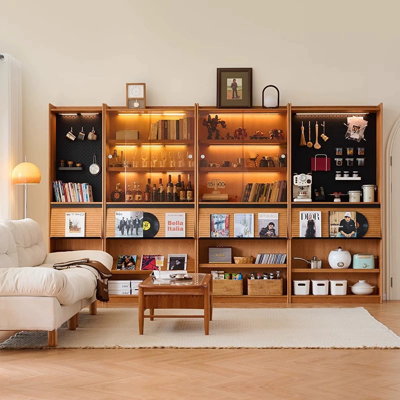 Скандинавский книжный шкаф из массива дерева бытовой вишни