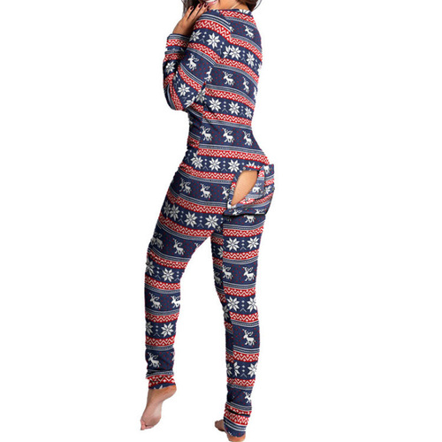 Autumn Button Flip Cover Adult Pajamas Print