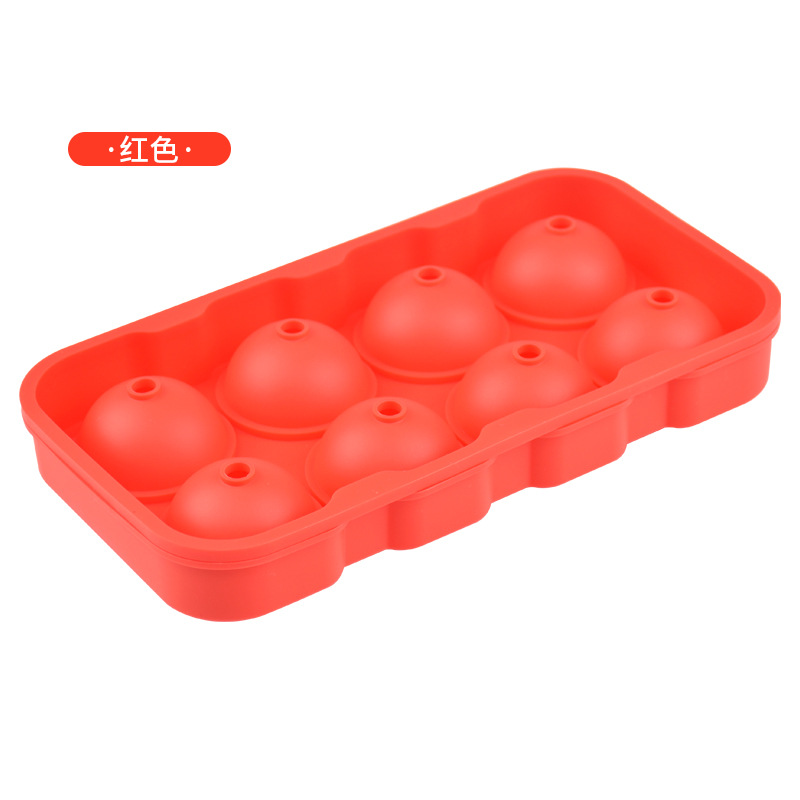 Amazon Venta caliente 8-pieza hielo hockey molde verano hogar comercial silicona 8-agujero ronda bandeja de hielo cubo de hielo congelado