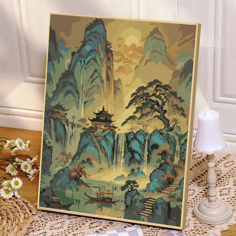 中国风数字油画diy小众自然风景填色油彩画卧室挂墙房间装饰画|undefined