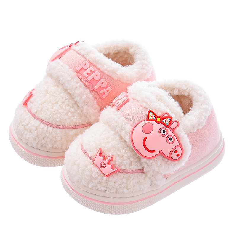Piggy Page invierno bolsas para niños zapatos de talón de algodón para niños y niñas calentamiento con velcro de pelusa para bebés y zapatos caseros
