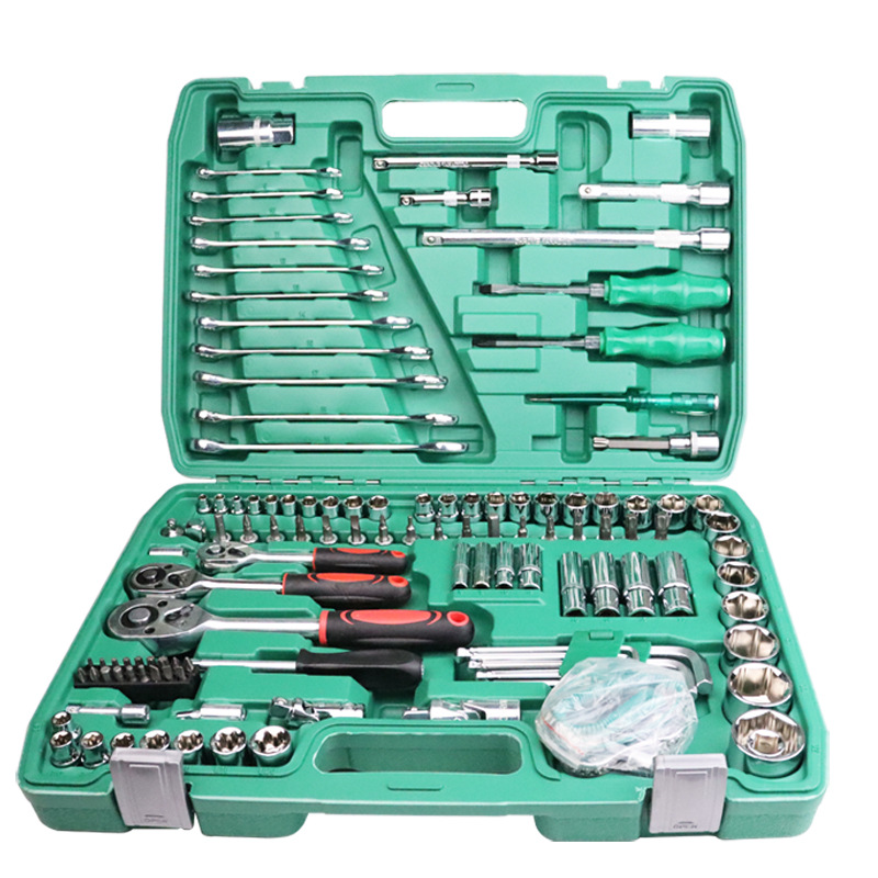 121-pieza de reparación de automóviles grandes, medianos y pequeños volando rápido Llave de trinquete llave de doble propósito biela manga herramienta traje