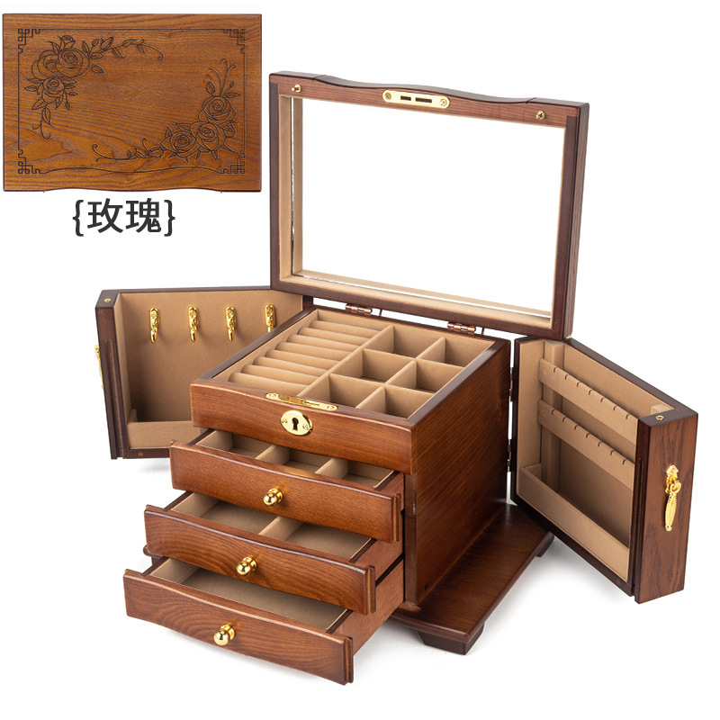 Luxury full lock carved style - rose (brown lining)