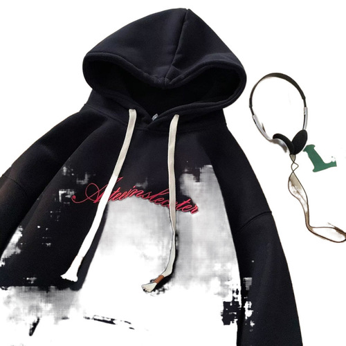 Cap sleeve padded thick sweatshirt autumn winter loose trendy men spring autumn high school student hoodie jacket fashion