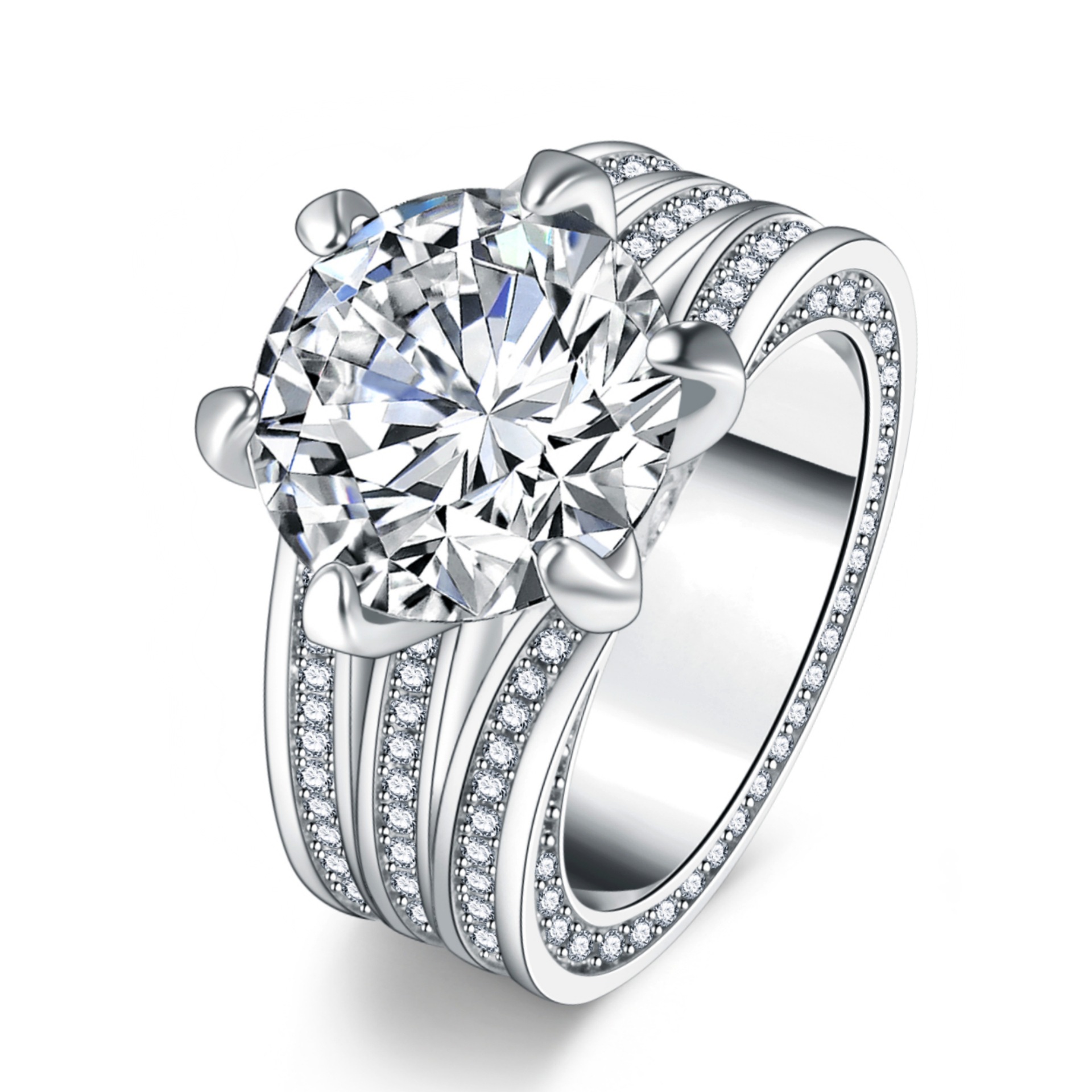 TikTok Express Live Selling Ring with 10 karat High Carbon Diamond Fireworks Cut European and American Luxury Super Flash Proposal Ring