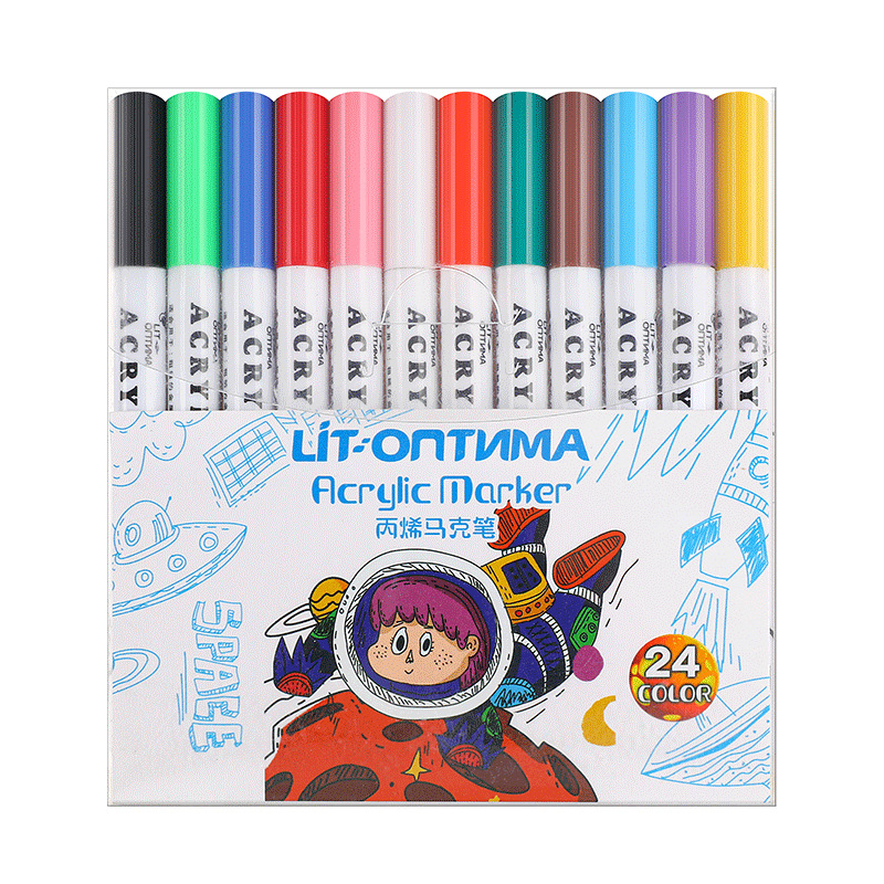 TikTok pintura cerámica impermeable pintura algodón núcleo acrílico marcador acrílico puede agregar tinta 24 colores a base de agua