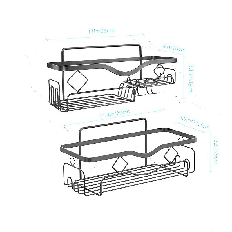 Estante de almacenamiento de baño de hierro forjado en la pared estante de almacenamiento de baño gel de baño sin perforación estante de almacenamiento de acabado montado en la pared caja de almacenamiento