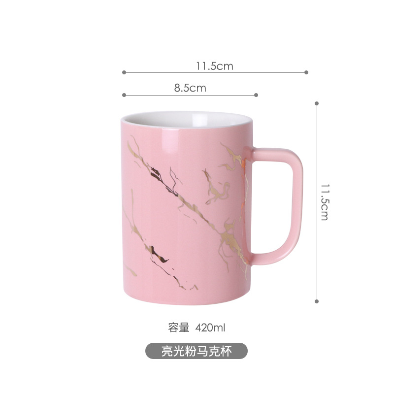 Nórdico patrón de piedra oro taza cerámica luz lujo simple Oficina té pareja leche hogar al por mayor