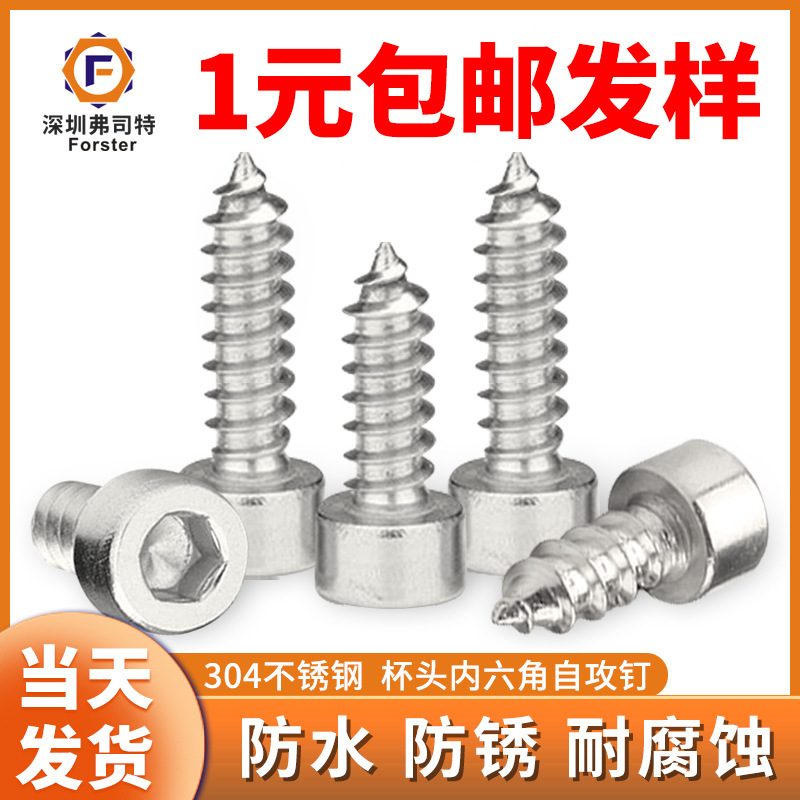 304ステンレスカップヘッド円柱ヘッド内六角タッピングネジ9125音響ラッパ尖尾m 3m 4m 5m 6|undefined