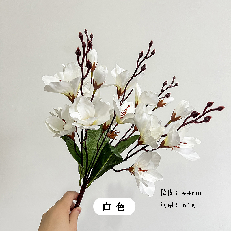 Simulación de magnolia única 5 horquilla 20 orquídeas decoración del hogar adornos de plástico flores falsas props de disparo al por mayor