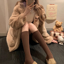 慵懒兔兔 软糯毛球保暖连帽毛毛外套宽松环保皮草上衣女秋冬