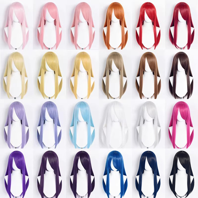 cosplay Universal Wig Color Long Straight Hair False Cover 70cm Multicolor Anime Men and Women Face Fake Hair