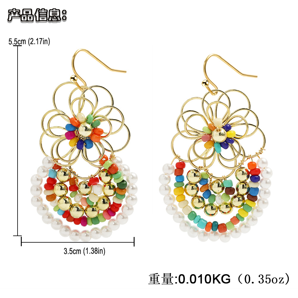 Pendientes De Flores Tejidas A Mano De Moda Bohemia display picture 23