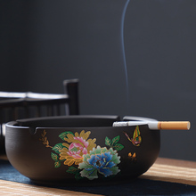 创意大号紫砂烟灰缸复古时尚中式个性陶瓷烟缸家用客厅办公室防马