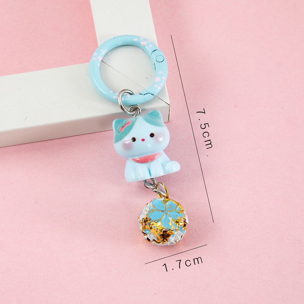 귀여운 고양이 키링/파란색 똑딱이 단추 [파란 아기 고양이]