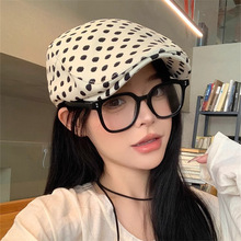 日系波点贝雷帽女y2k~网红爆款显脸小鸭舌帽反戴画家帽辣妹前进帽