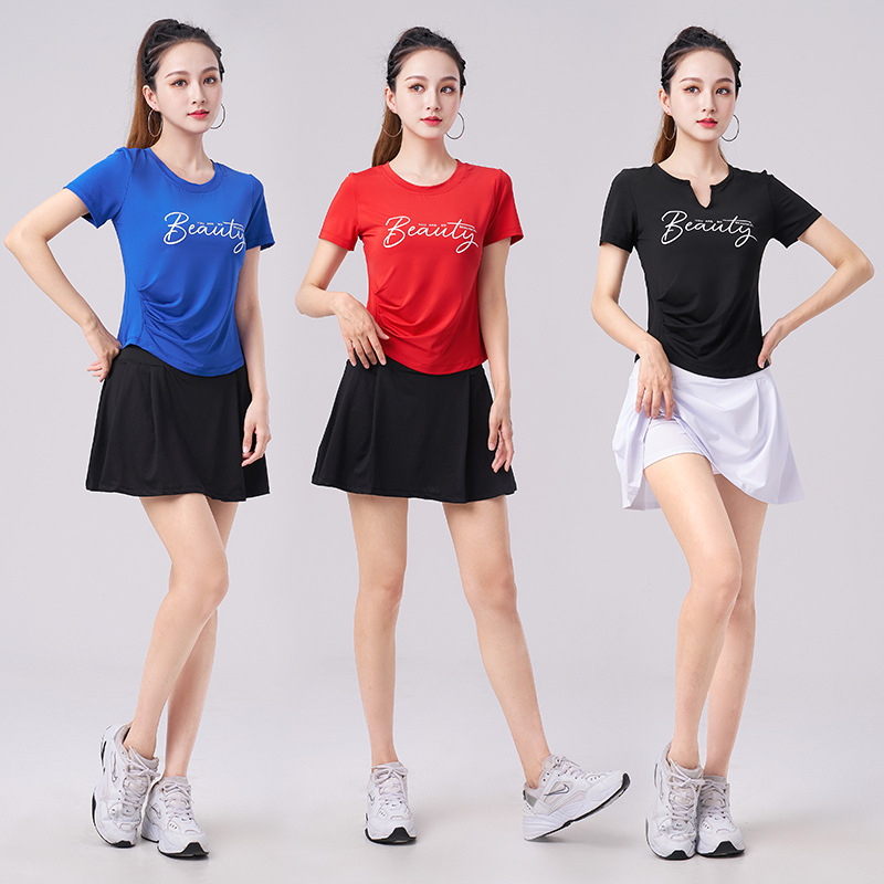 2023 New Square Dance Outfit Set, Summer Sports Aerobics Dance Set, Short Sleeve and Short Skirt, Performance Costume for Women