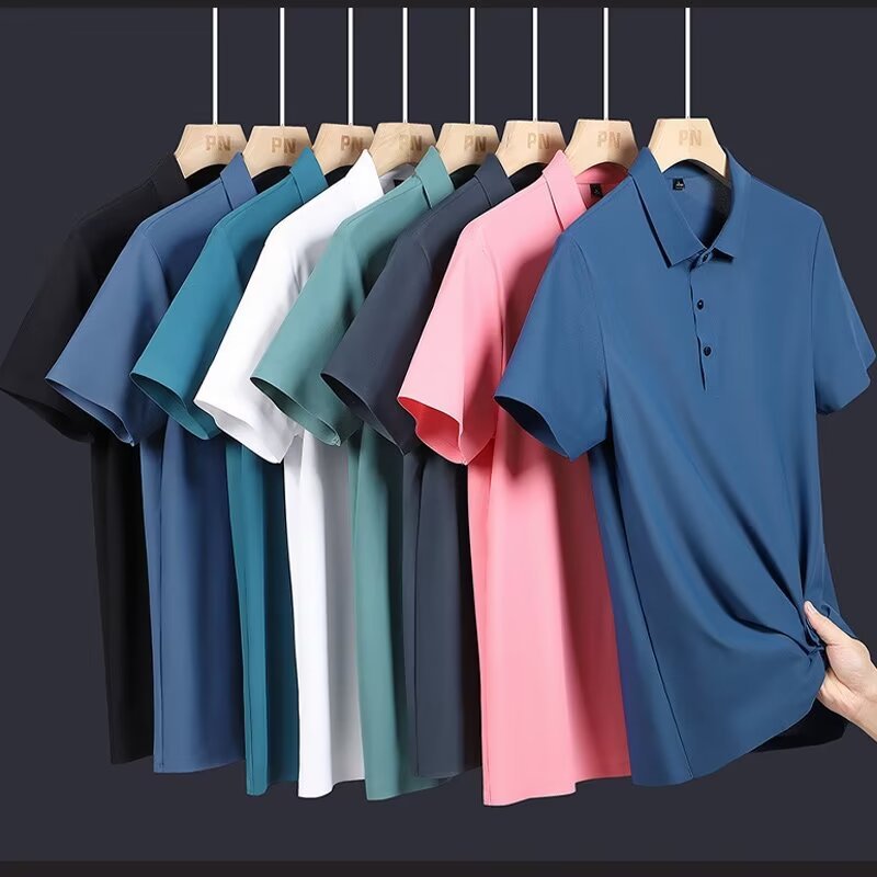 Silk solid color thin casual quick dry elastic short sleeve T-shirt