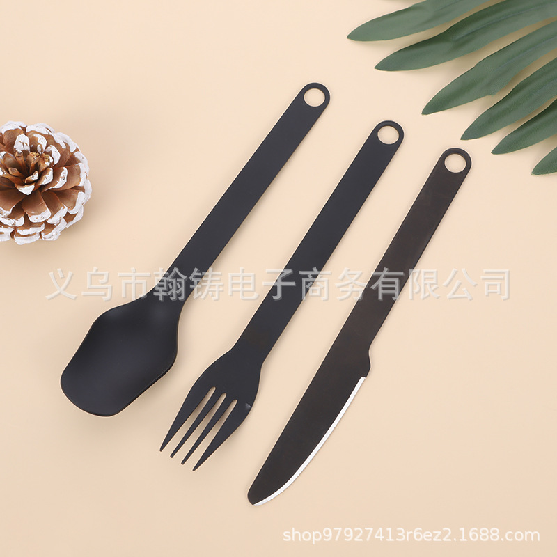 厂家直供不锈钢多功能刀叉勺3件套户外野营便携刀叉勺套装餐具组