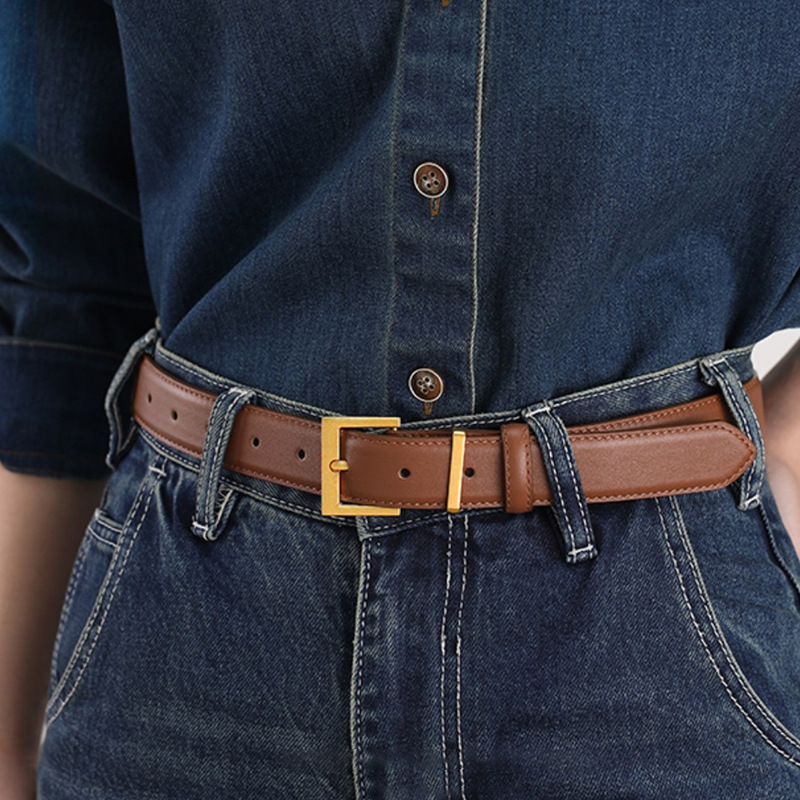 Classic Top-Grade Calfskin Women's Belt High-End Sense Fashionable Versatile Decorative Matches Jeans Direct Manufacturer Sale