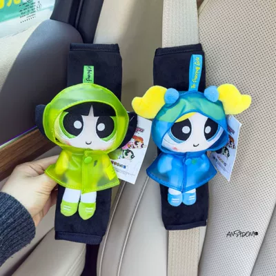 Car Seat Belt Shoulder Cover — Sürətlər qutusu və əl tormozu başlıqları - genuine-powerpuff-girls-shoulder-cover-black-velvet-green-raincoat-fluffy-blue-raincoat-bubble-two-pieces
