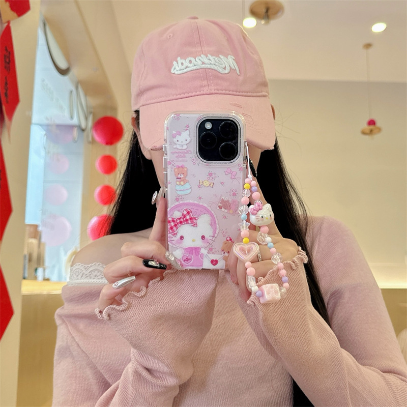 Girl ins brillo oso kt para Apple 15ProMax/16 pulsera iPhone 13 funda para teléfono móvil 14 nuevo
