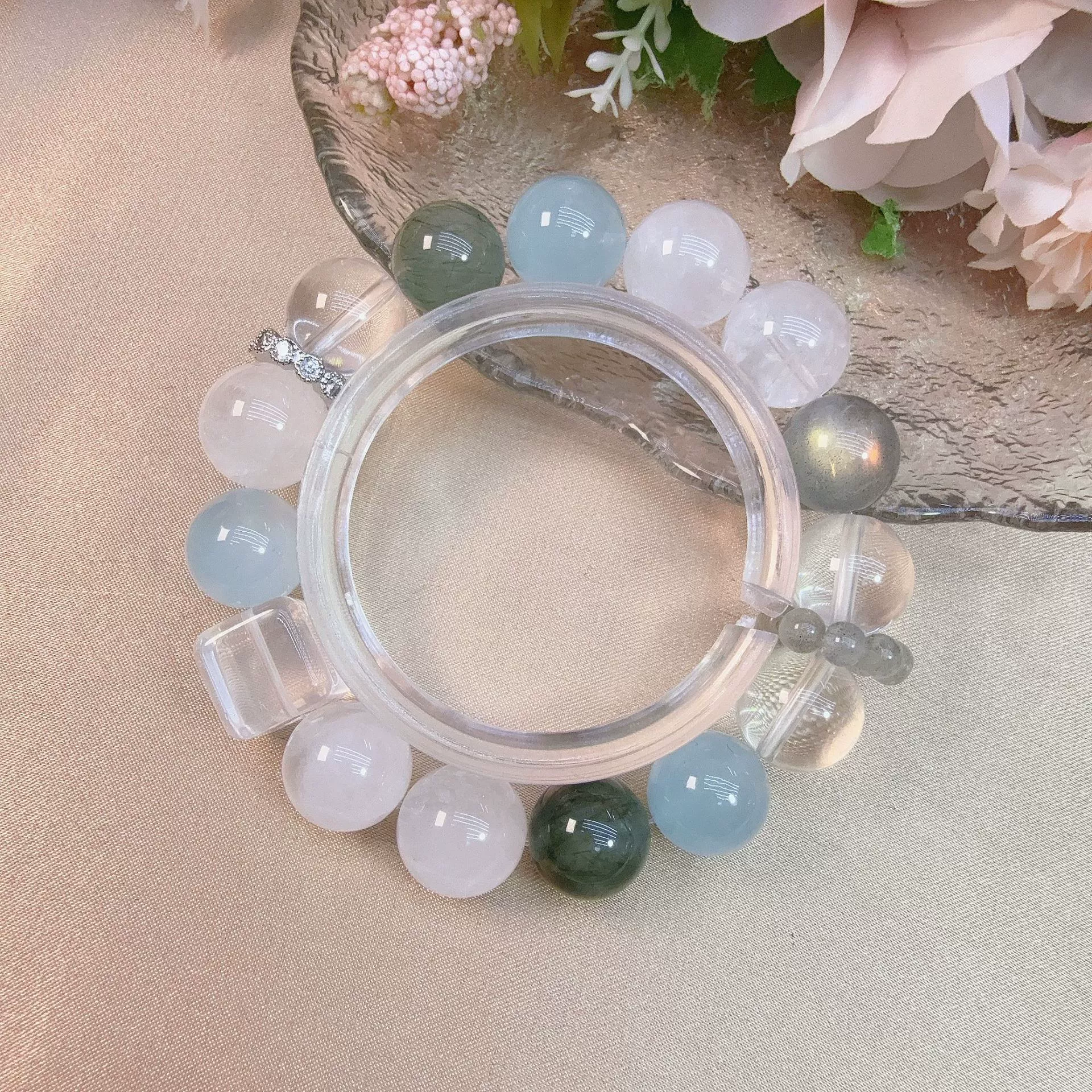 White ghost sapphire white crystal, bracelet
