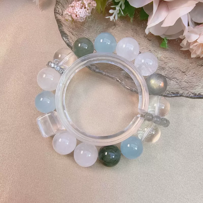 White ghost sapphire white crystal, bracelet