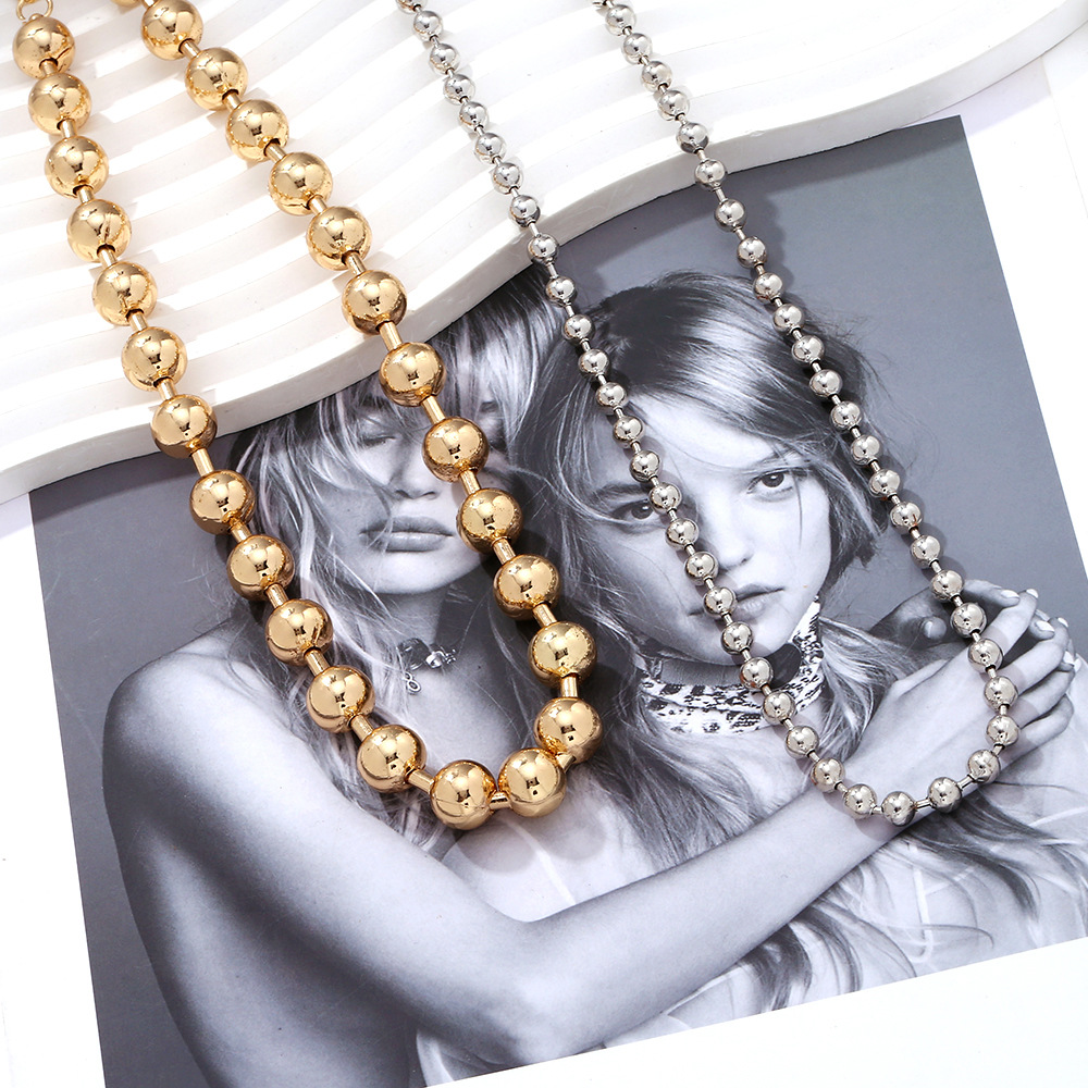 Women's Gender Simple Style Streetwear Geometric Iron Ball Chain Beaded Necklaces Wholesale