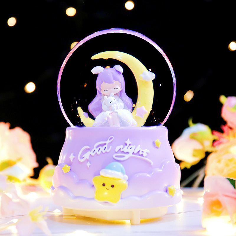 Nuevas estrellas de dibujos animados desean decorar bolas de cristal nieve brillante atmósfera interior de ocho cajas de sonido regalo para estudiantes