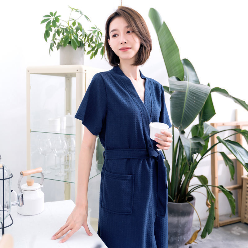 Waffle navy blue women-[short sleeve]