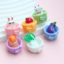 仿真树脂小箩筐小篮子奶油胶马克杯diy摆件微缩食玩微景观配饰