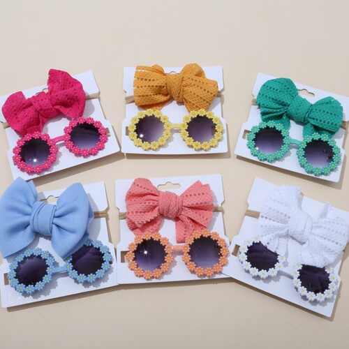 Children's Sun Lens Set Combo Princess Style Children's Headband Outdoor Travel Headwear Sunglasses 2 Piece Set