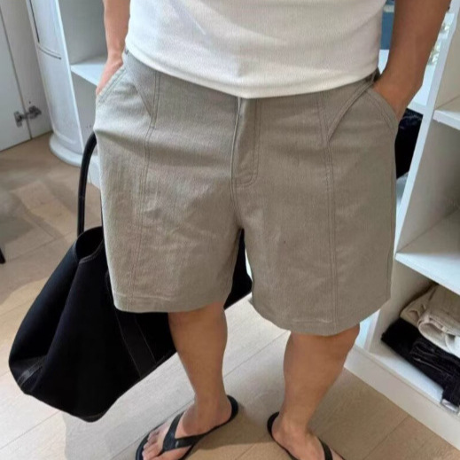 Old Money Style Solid Color Pants Wholesale Casual Half-Length Pants Men's Summer Thin Shorts Loose Straight Mid-Length Pants
