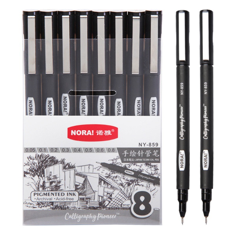 Noya Art Drawing Needle Pen Set Metal Tip Round Rod Art Liner Pen Office Waterproof Signature Pen