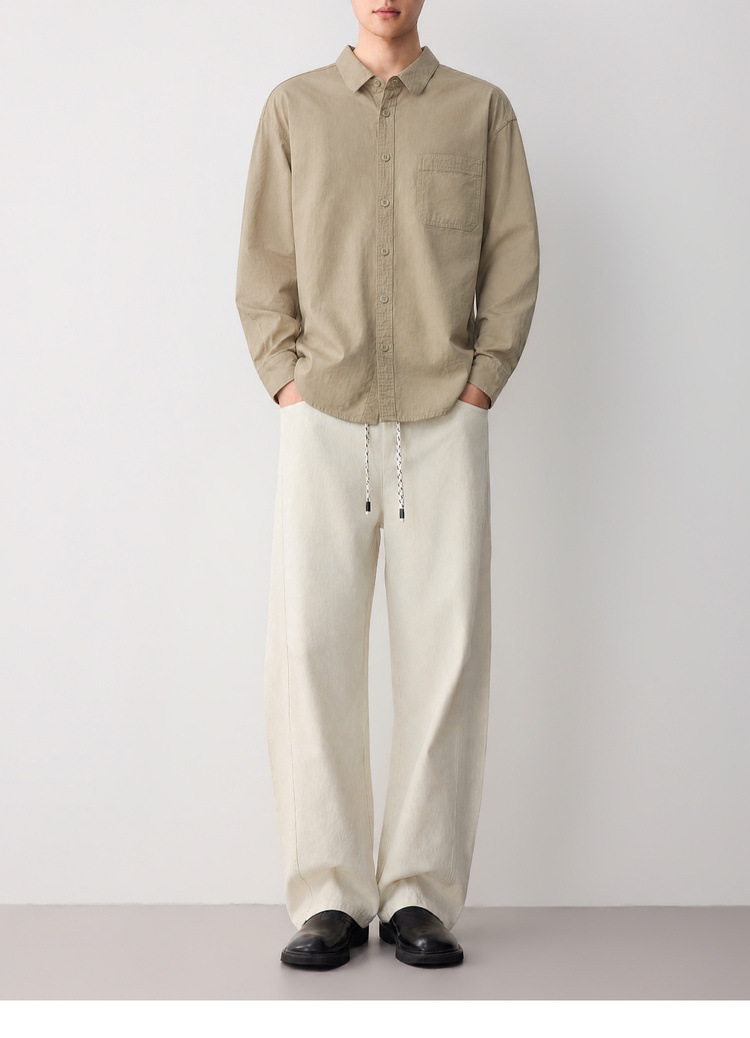 Áo sơ mi nam dài tay cotton trơn màu phong cách công sở — đen chi tiết 47