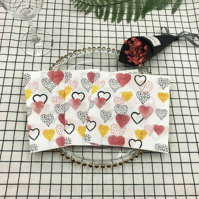 Servilletas de Papel Estampadas 2 Capas 33cm 20 Hojas de Pulpa de Madera para Bodas