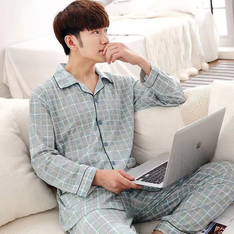긴 소매 바지 남성-스퀘어 칼라 2306 시안