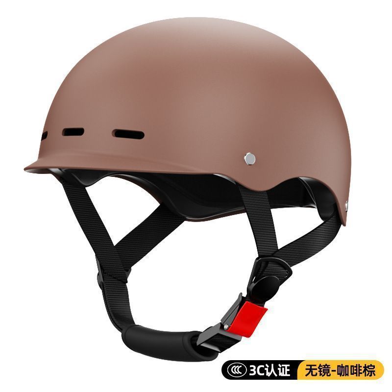 Motuoche Electric Vehicle Helmet Men and Women Summer Lightweight Breathable (Motosiklet kaskı (dəbilqə)) - 3c-coffee-brown-no-mirror